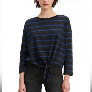 Levi's Womens Greta Striped Tie-Hem Cotton Top L/G/G